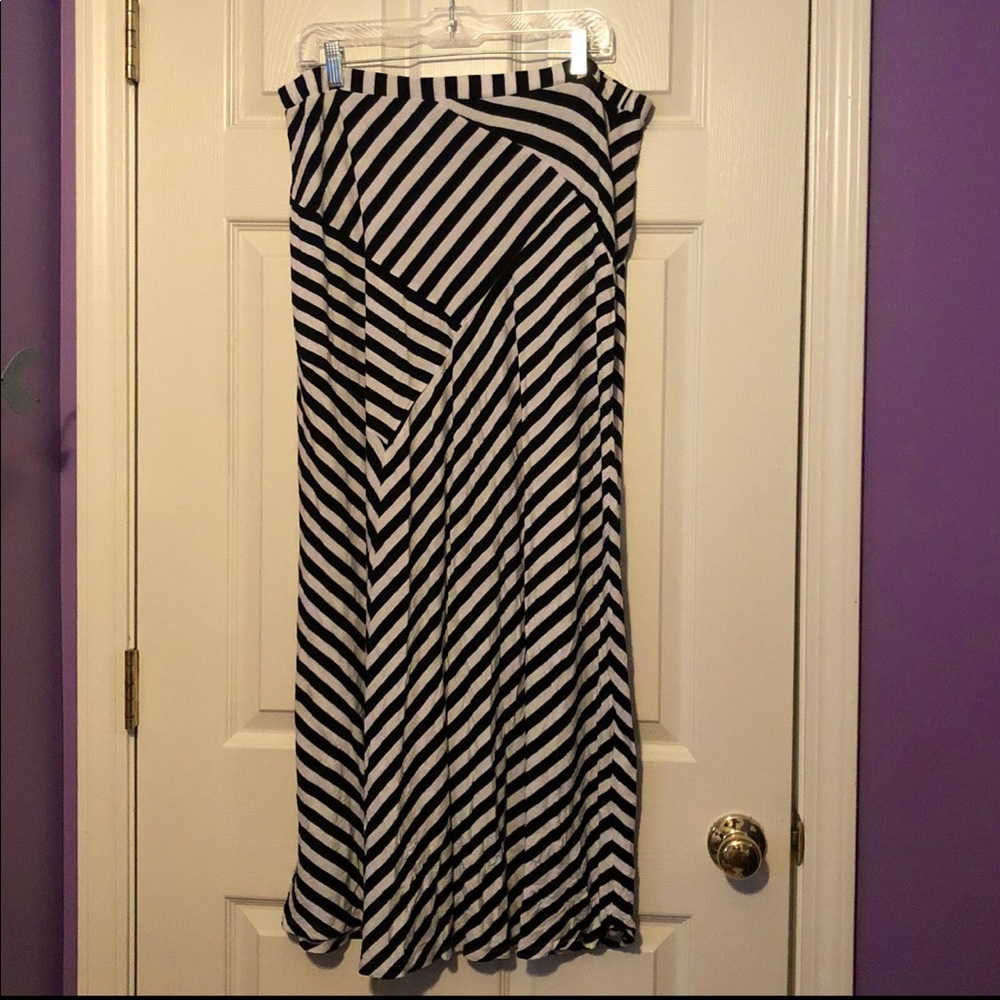 Black And White Striped Maxi Skirt